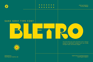Bletro - Bold Geometric Modern, a Sans Serif Font by roomspace creative lab