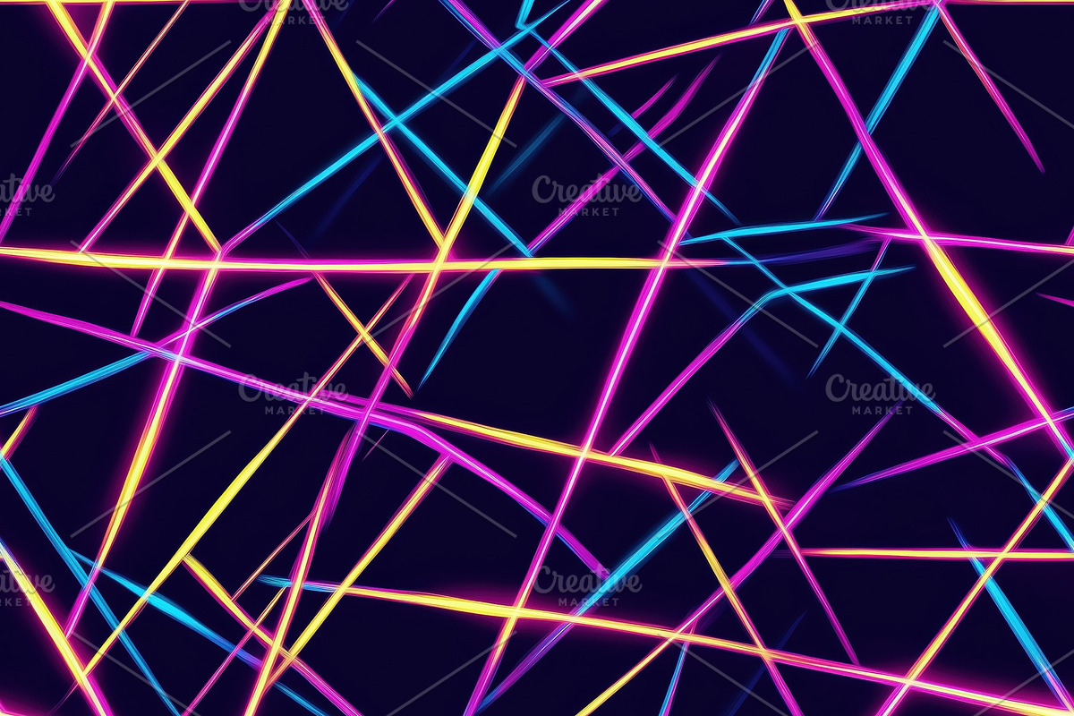 Seamless vibrant abstract background featuring intersecting lines in neon color, a Pattern Graphic by Textures & Backgrounds
