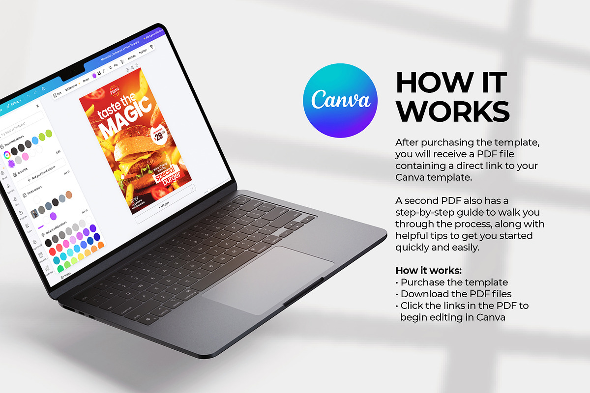 A4 Fast Food Promo Flyer Canva & PSD, a Flyer Template by Vintage Impressions (Photo 3 of 6)