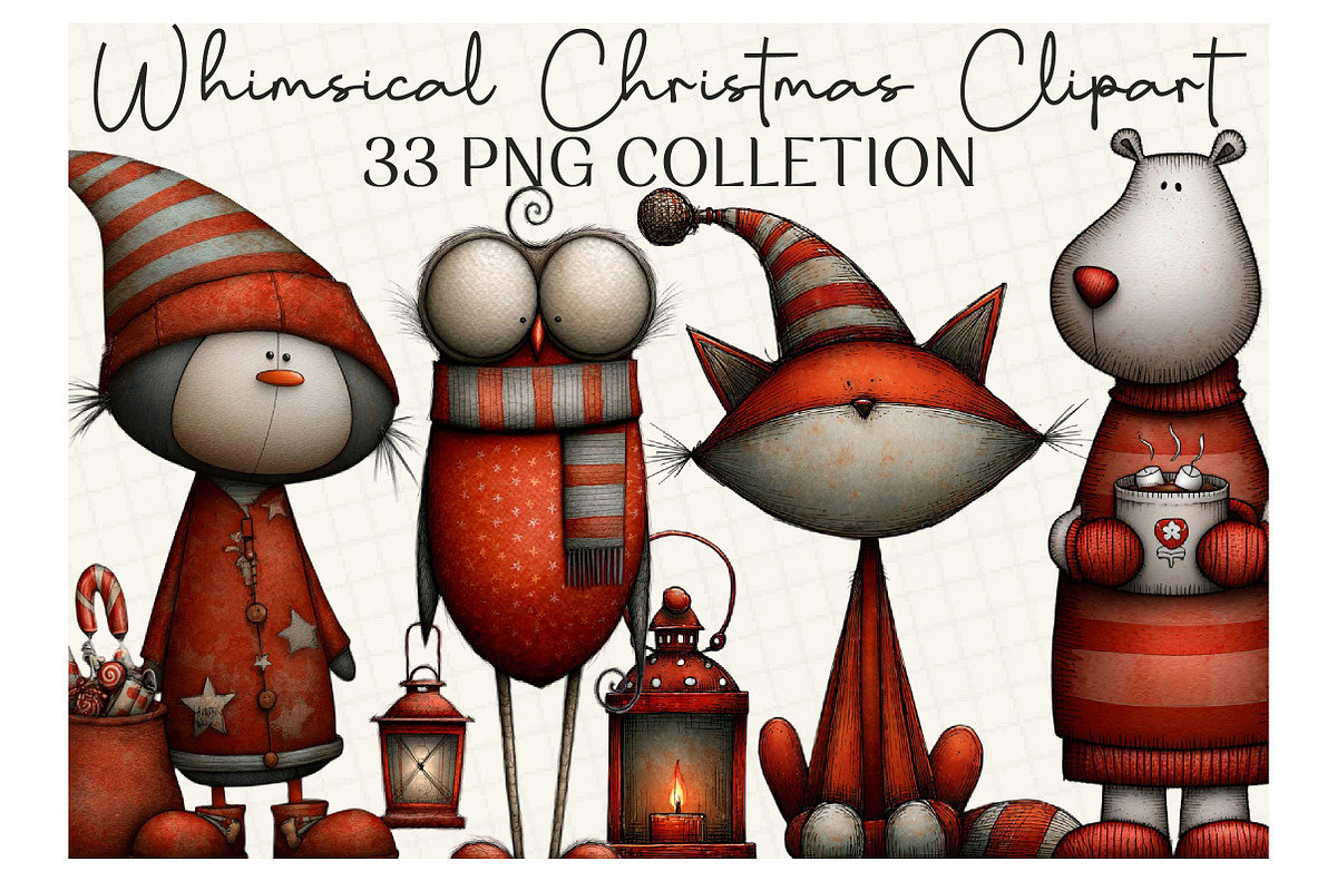 Whimsical Christmas Clipart, an Illustration by DreamCafeArt (Photo 1 of 6)
