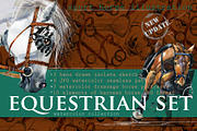 Sport Horses watercolor set, an Object Graphic by FineArt (Thumbnail 1 of 18)