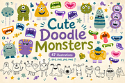 Cute Doodle Monsters, a Seasonal Illustration by Anna Studio (Thumbnail 1 of 11)