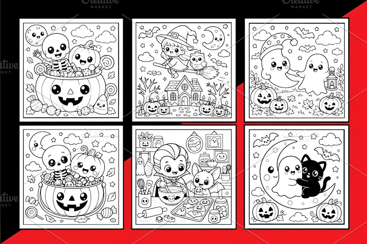 Spooky Besties Bold Easy Coloring, a Seasonal Illustration by Design Station (Photo 2 of 6)
