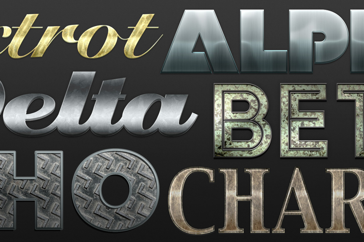 6 Metal Text Styles, a Layer Style Add-On by KevinHamil (Photo 1 of 2)
