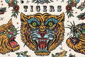 Tigers Old School Tattoo