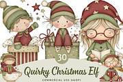 Quirky Christmas Elf Clipart, an Illustration by DreamPrint404 (Thumbnail 1 of 6)