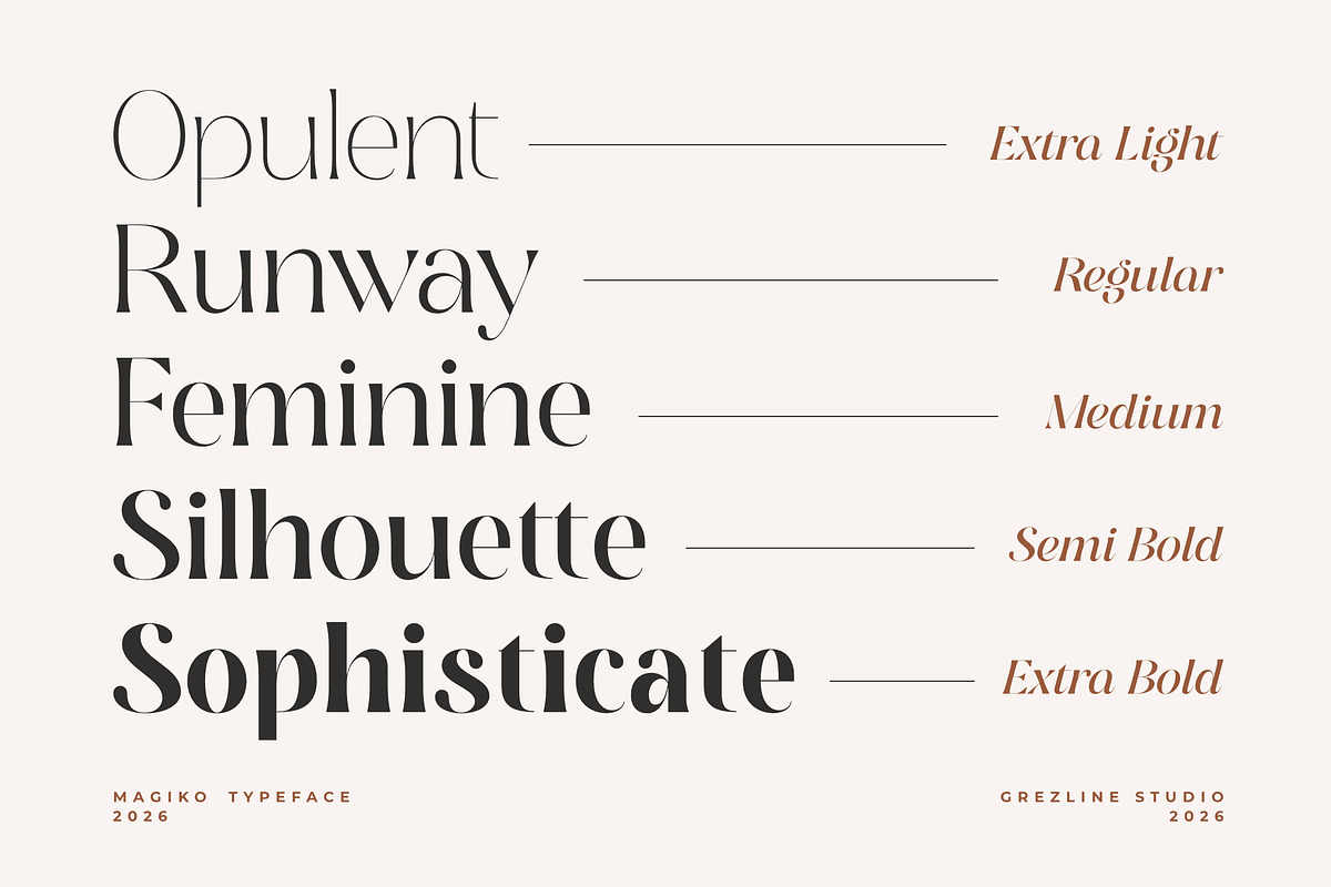 Magiko – Fashion Typeface, a Serif Font by Grezline Studio (Photo 4 of 11)