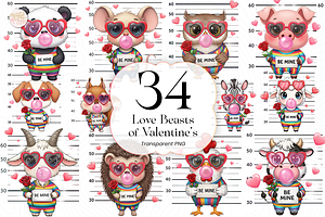 Love Beasts PNG Clipart Set – Cute, an Animal Illustration by KennedyStudio