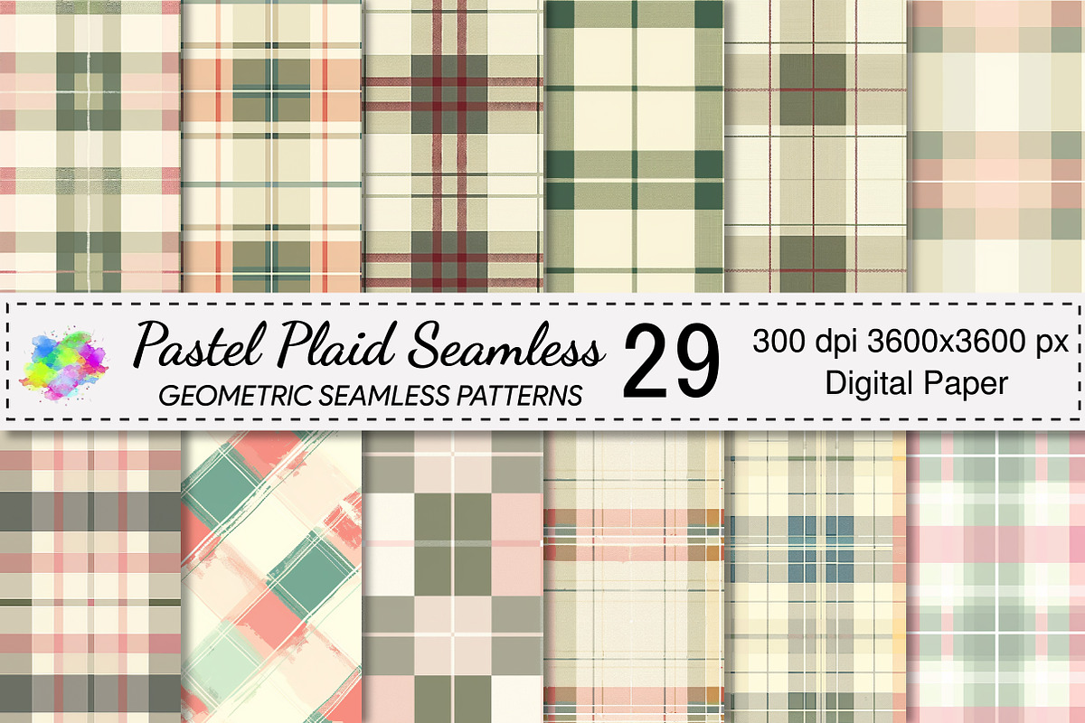 Pastel Plaid Seamless Digital Paper, a Pattern Graphic by Canvas Craft (Photo 1 of 9)