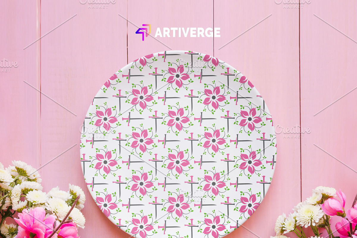 Pink flower & Christian Signs, a Pattern Graphic by Artiverge (Photo 3 of 6)