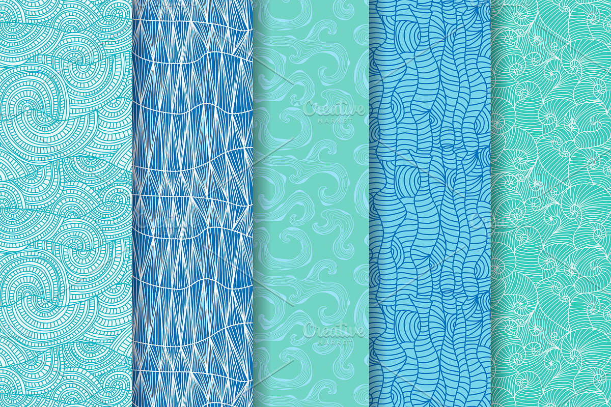 15 Sea Waves Seamless Patterns, a Pattern Graphic by Sunset&Sea Design (Photo 2 of 3)