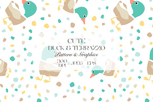 Cute Duck Terrazzo Pattern