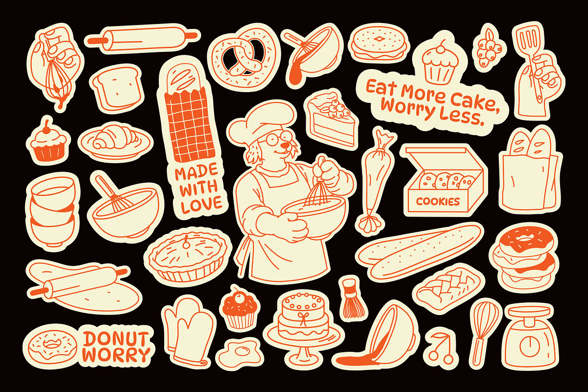 Pastry Lover Stickers, a Solid Icon by Pixflow (Photo 3 of 6)