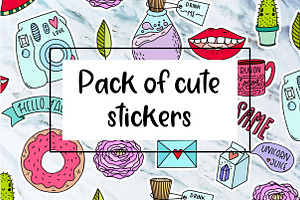 Pack of cute modern stickers.