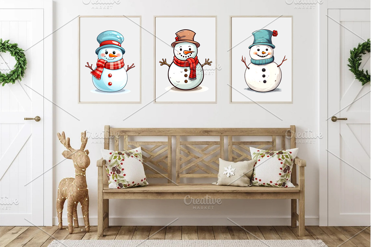 Cartoon Christmas Snowmans. PNG, an Animal Illustration by KENO Mascots (Photo 8 of 8)