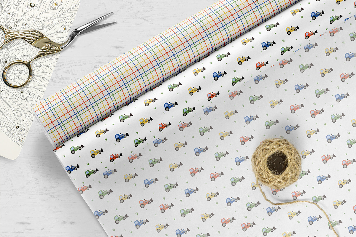 Kids Tractor Seamless Pattern Set, a Pattern Graphic by Oksana Dovhopol Art (Photo 9 of 11)