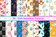 Owl Seamless Pattern, a Pattern Graphic by Digital Studio (Thumbnail 1 of 6)