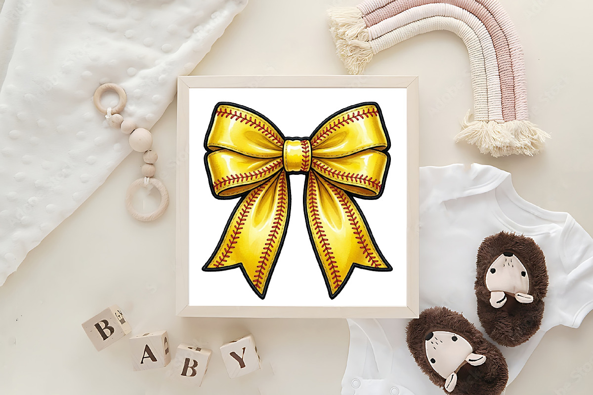 Softball Coquette Bow Png, an Illustration by CraftArtStudio (Photo 4 of 4)