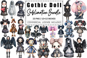 Gothic Doll Sublimation Bundle, a Graphic by CitraGraphics