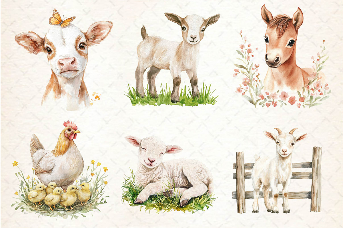 Spring Farm Animals Clipart, an Illustration by Dream Creation (Photo 4 of 5)
