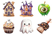 Watercolor Halloween Sweets Clipart, a Seasonal Illustration by CitraGraphics (Thumbnail 4 of 8)