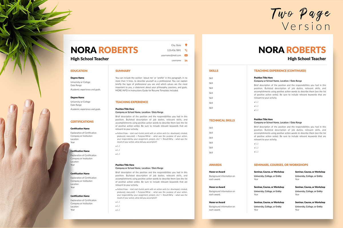 Teacher CV Bundle / Resume - Nora, a Resume Template by Templates Design Co. (Photo 3 of 17)