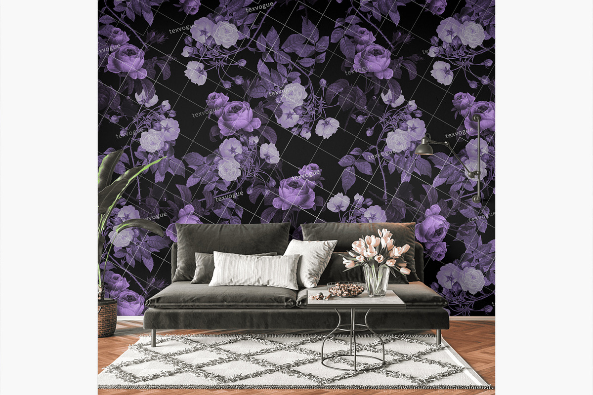 Purple Roses - Seamless Patterns, a Pattern Graphic by texvogue (Photo 9 of 15)