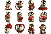 Kawaii Penguin Valentine Clip-art, an Illustration by Designking (Thumbnail 2 of 5)