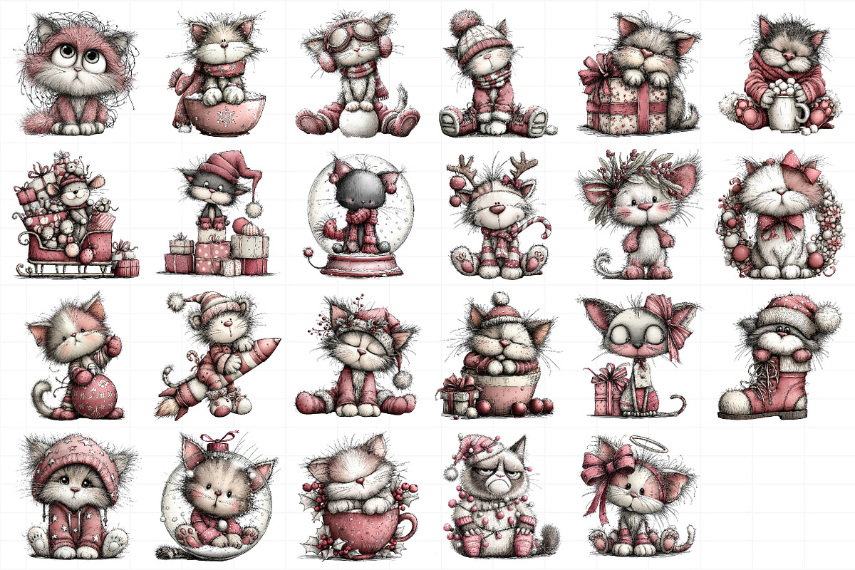 Whimsical Christmas Cat Clipart, an Illustration by Daily.Designs (Photo 4 of 5)
