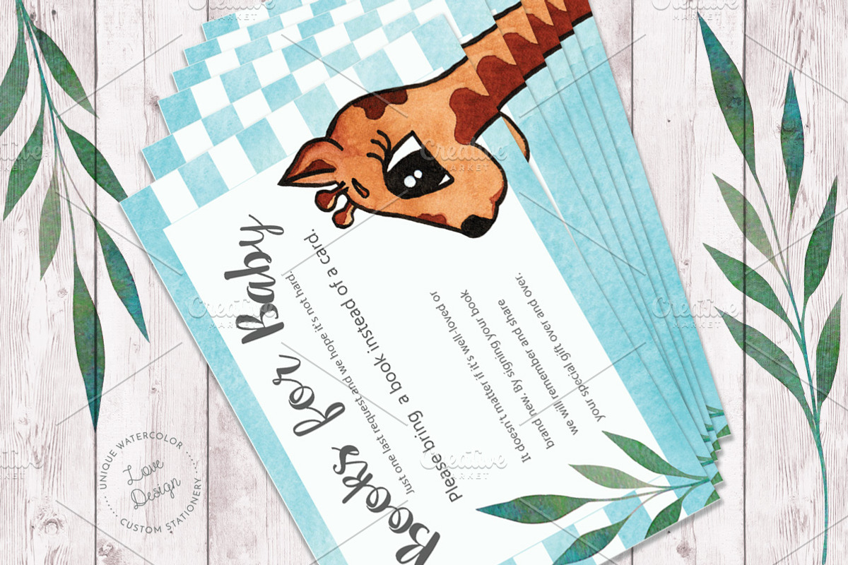 Watercolor Giraffe Baby Shower Set, an Invitation Template by Love Design (Photo 5 of 5)
