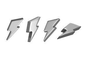 3d lightning metal icon. Silver, an Object Illustration by Frogella