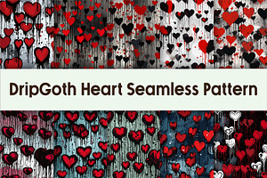 DripGoth Heart Seamless Pattern