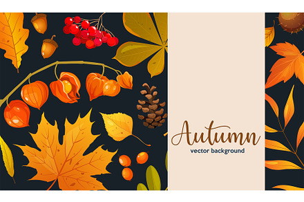 Vector cartoon autumn background, an Illustration by Elen_Art