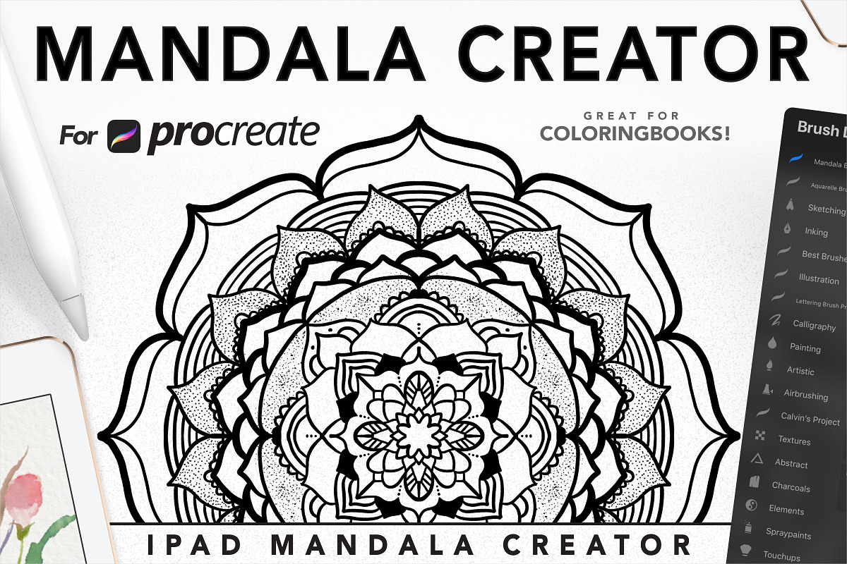 Procreate Mandala Creator Kit, a Plug-in Add-On by Drifter Studio (Photo 1 of 6)