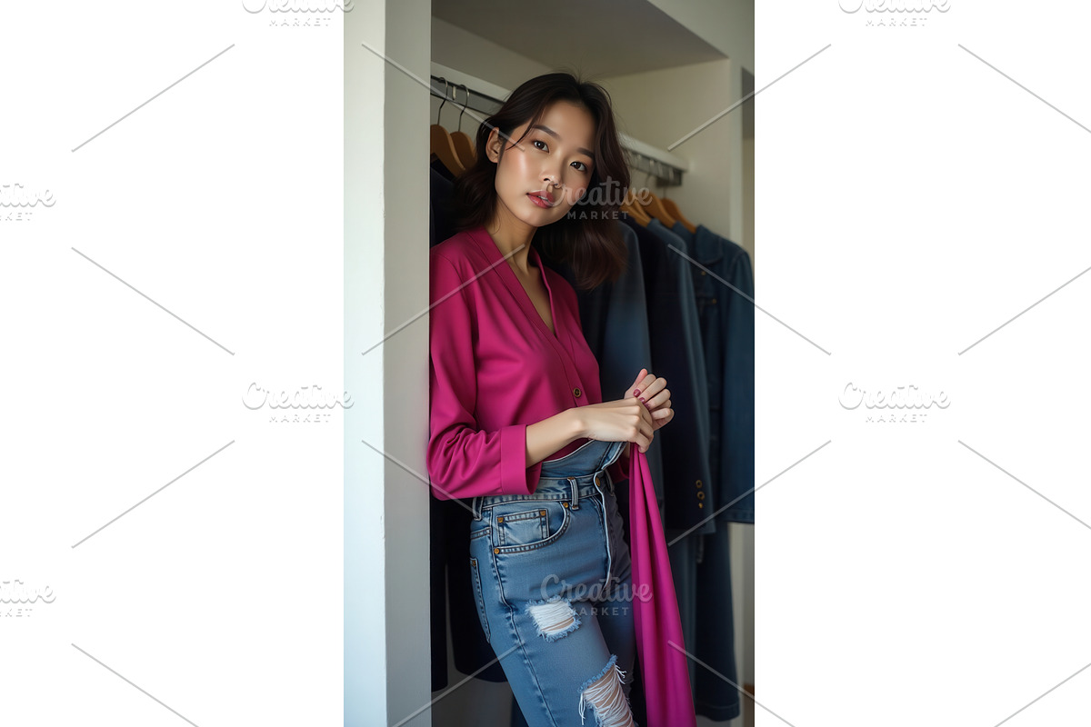 Stylish woman in pink blouse and, an Illustration by tilialucida