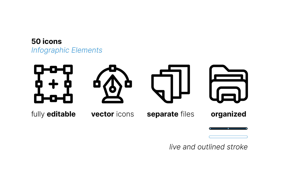 50 Infographic Elements, an Outline Icon by Side Project (Photo 4 of 8)