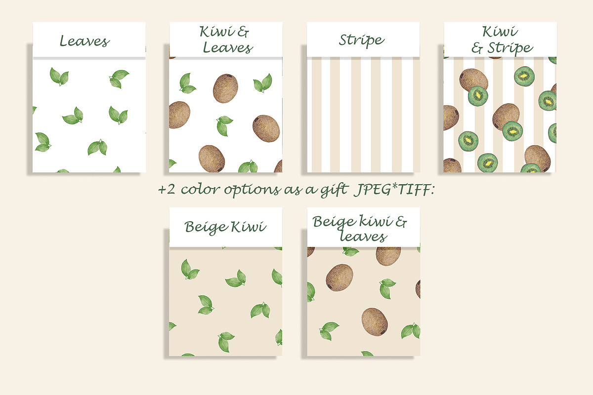 Watercolor Kiwi Seamless Pattern Set, a Pattern Graphic by Oksana Dovhopol Art (Photo 8 of 11)