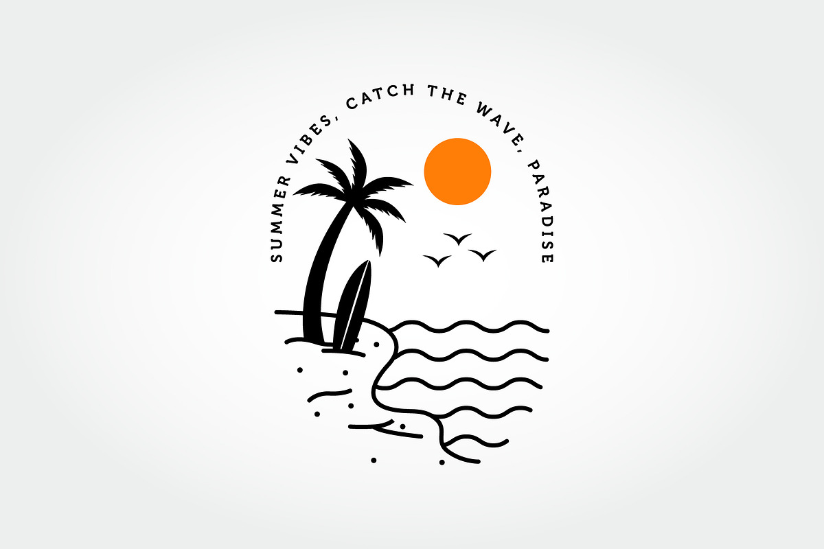 Minimalist Line Art Tropical Beach, a Branding & Logo Template by PrastHF (Photo 1 of 2)