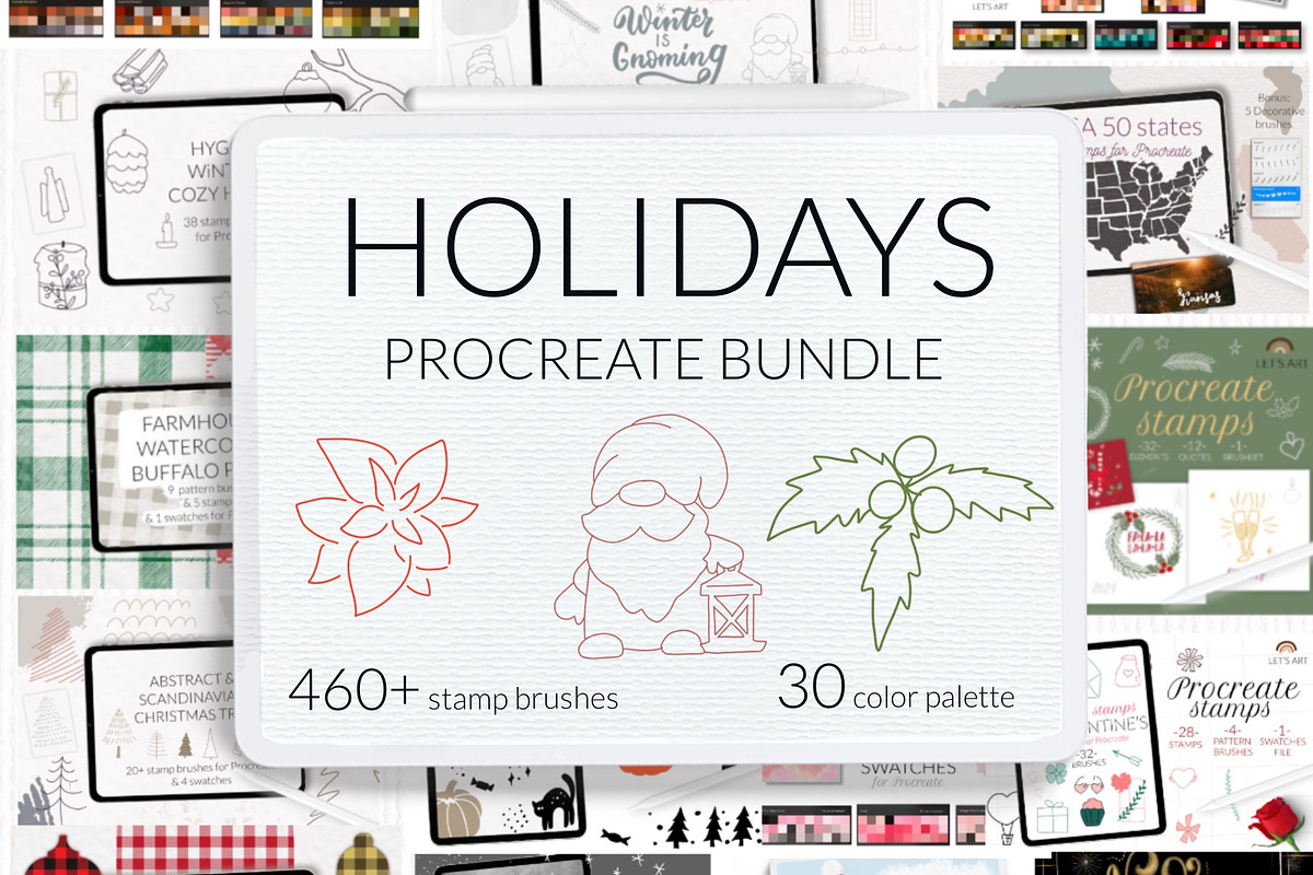 Holidays Procreate BUNDLE, a Brush Add-On by Let's Art (Photo 1 of 24)