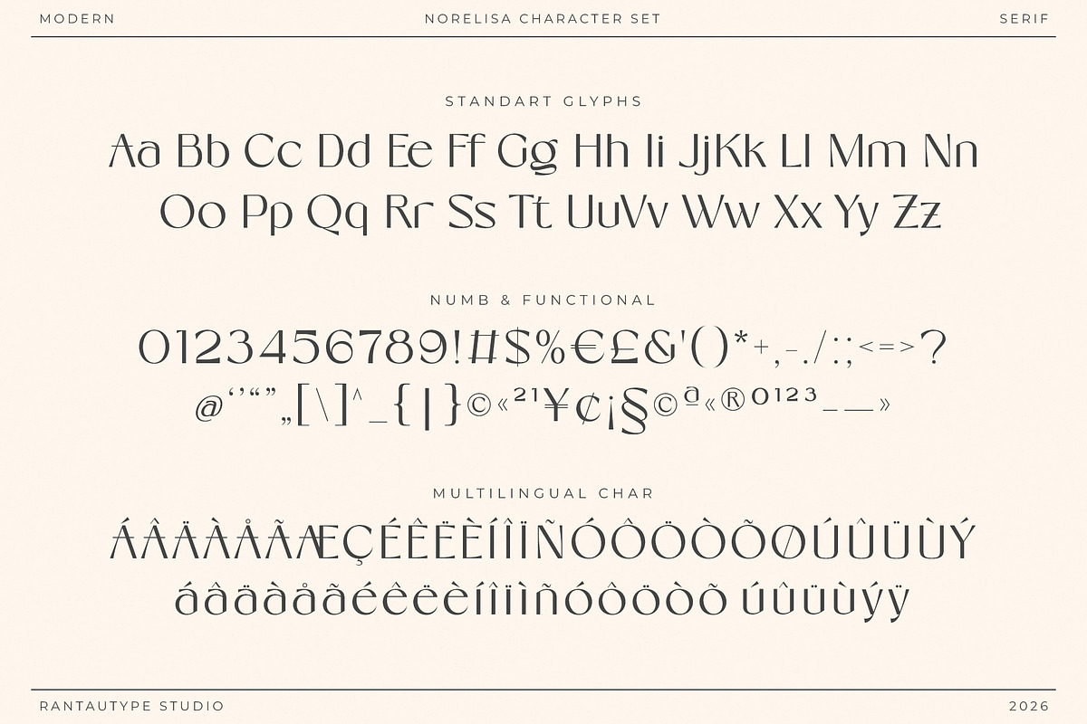 Norelisa Modern Branding Sans Font, a Serif Font by RantautypeStudio (Photo 17 of 17)