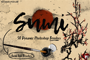 50 Sumi Brush Pack-Photoshop Brushes, a Brush Add-On by Photohacklovers (Thumbnail 1 of 11)