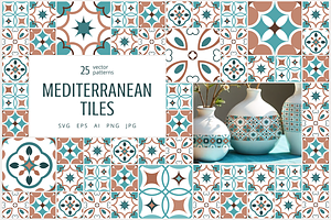 Mediterranean tiles vector patterns