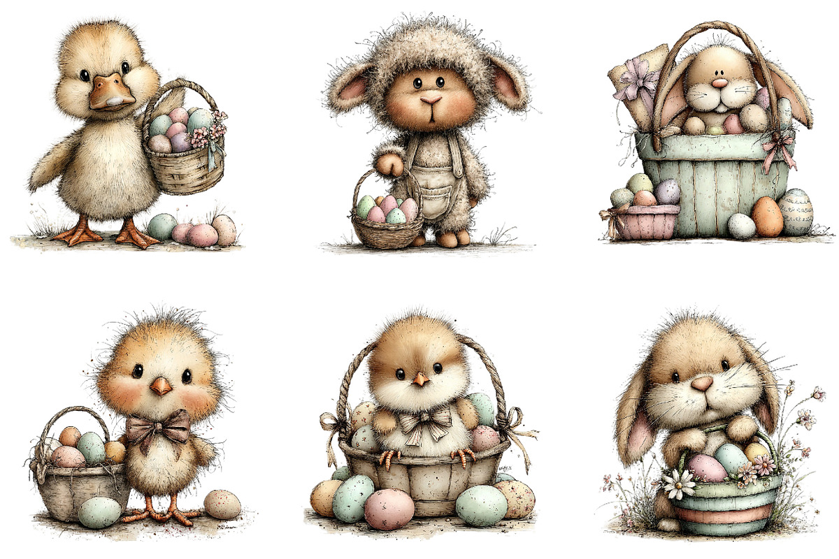 Easter Basket Clipart Bundle, an Illustration by Dream Creation (Photo 3 of 8)