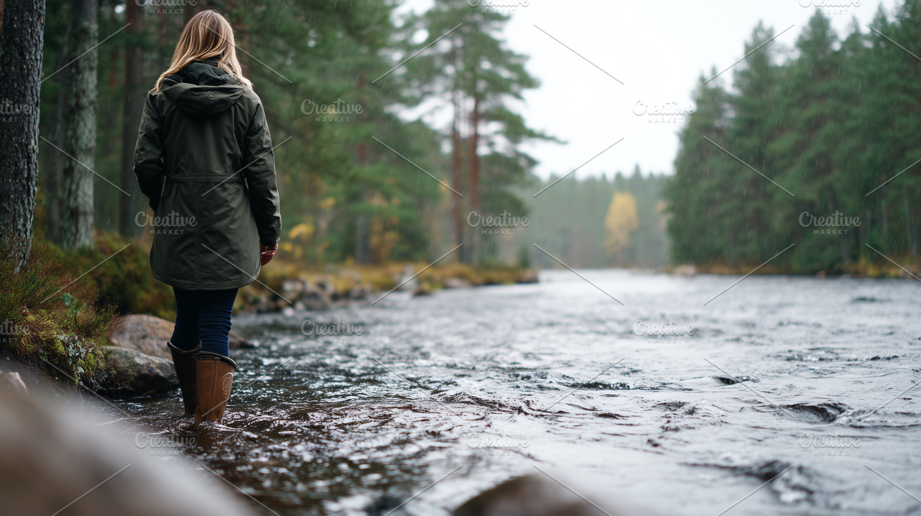 Woman in a raincoat walking through, a Sports & Recreation Photo by MistyDay