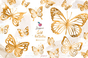 Gold Butterfly Wings Clipart Png 142