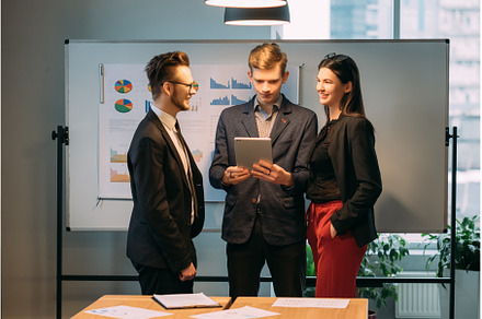 corporate meeting modern information, a Person Photo by Photo Drive Studio