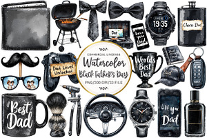 Classic Black Father's Day Clipart, an Illustration by OK Design