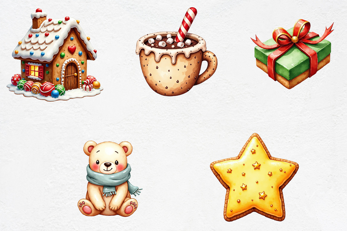 Watercolor Christmas Cookie Clipart, an Illustration by CrexoraLab (Photo 4 of 5)