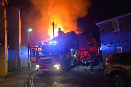 Fire Engine Attending Building Blaze