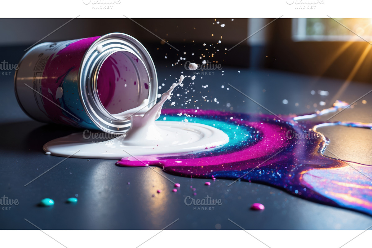 Spilled paint can with vibrant white, an Illustration by tilialucida